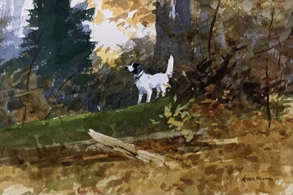 Setter in the Autumn Woods by Roger Blum