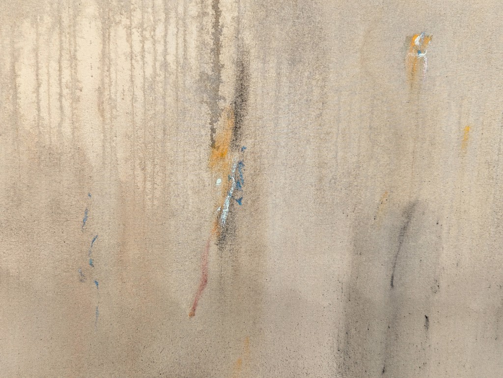 “Forest Fire” Contemporary Yellow & Neutral Toned Expressive Abstract Painting by Tra' Slaughter