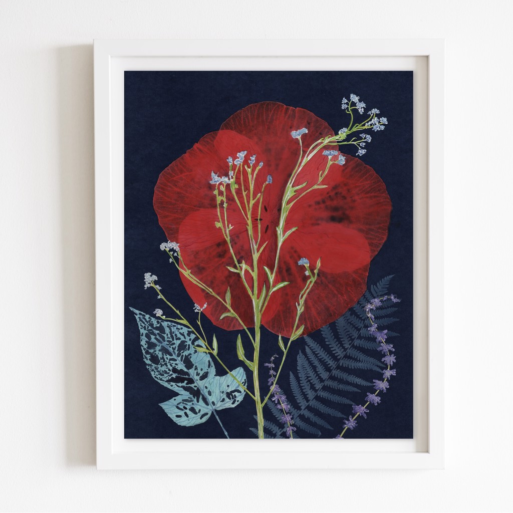 Cyanotype Painting (Red Hibiscus, Forget Me Not, etc.) by Julia