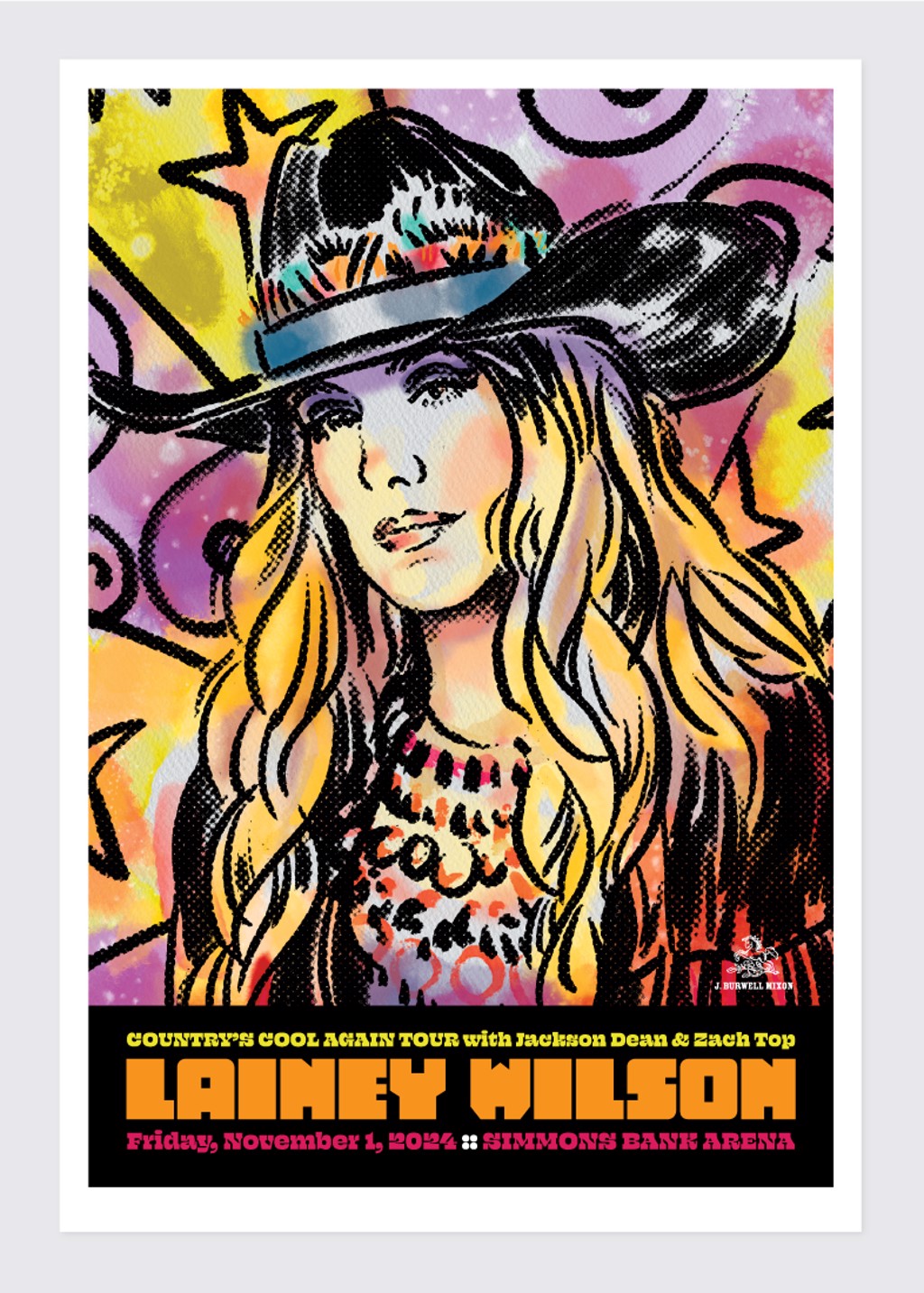 【新品未開封】絵画　Diane Elson ダイアン•エルソン作Carousel Lainey Wilson Concert Poster by Jamie Burwell Mixon | Pacesetter