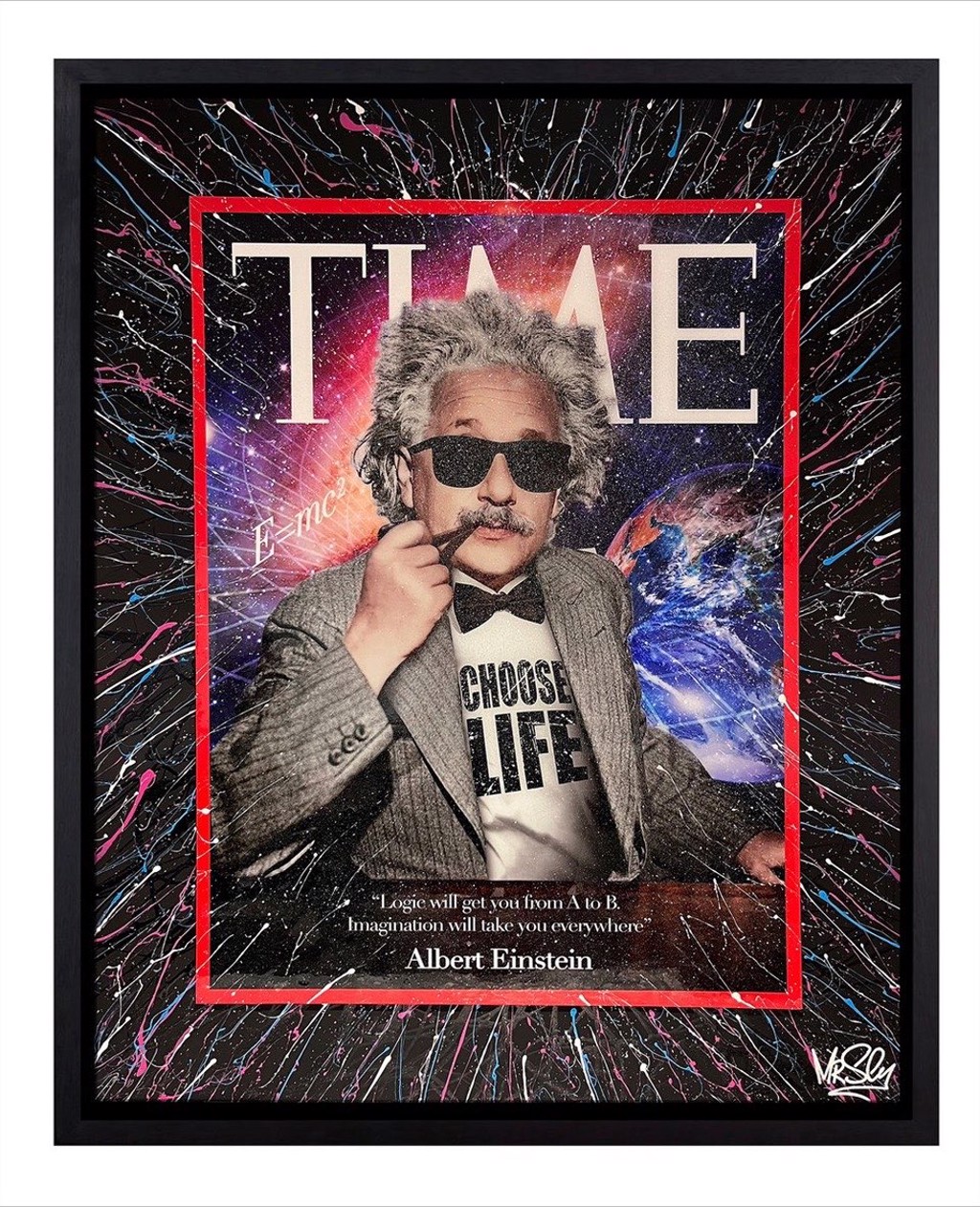 Choose life (2024) by Mr Sly — Acrylic on board in custom frame layered with glitter resin