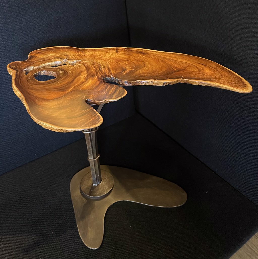 Hawaiian Koa Side Table with Wrapped Pedestal Base 041921C by Ron Gill