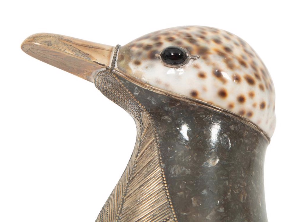 Duck Ostrich Egg and Silver Sculpture by Roberto Estévez | Blue