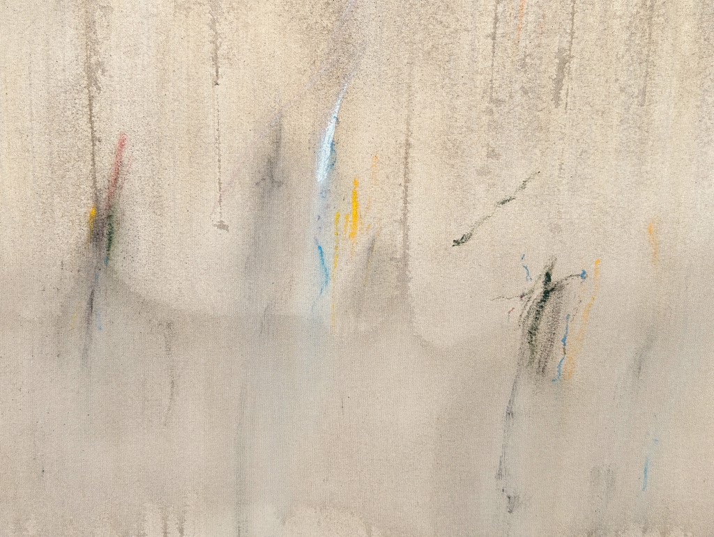 “Forest Fire” Contemporary Yellow & Neutral Toned Expressive Abstract Painting by Tra' Slaughter