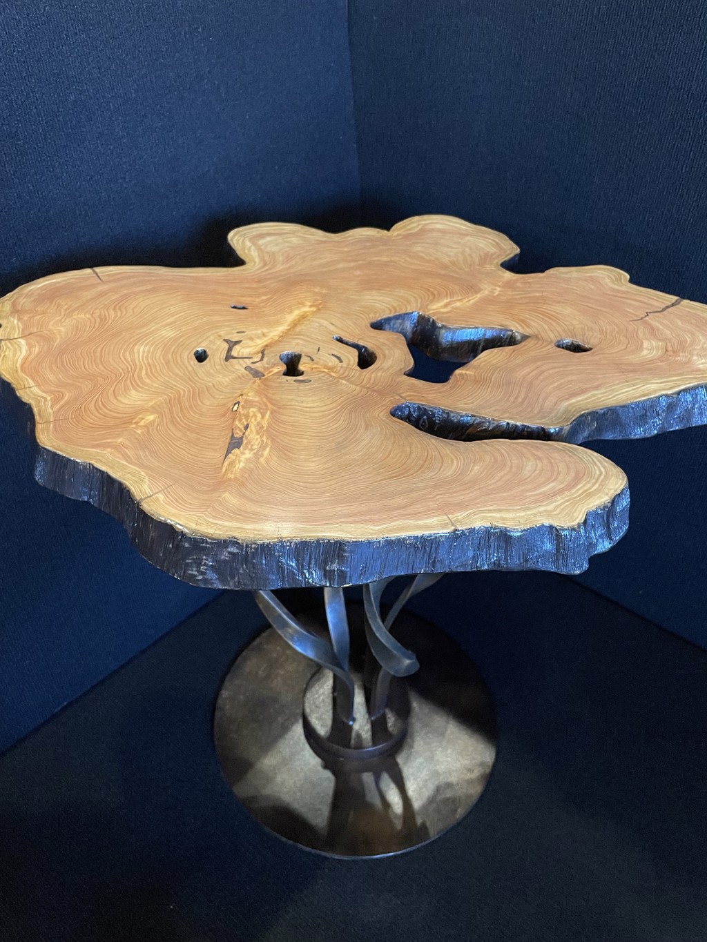 Cypress Side Table w/ Twisted Steel Base by Ron Gill | Anticus