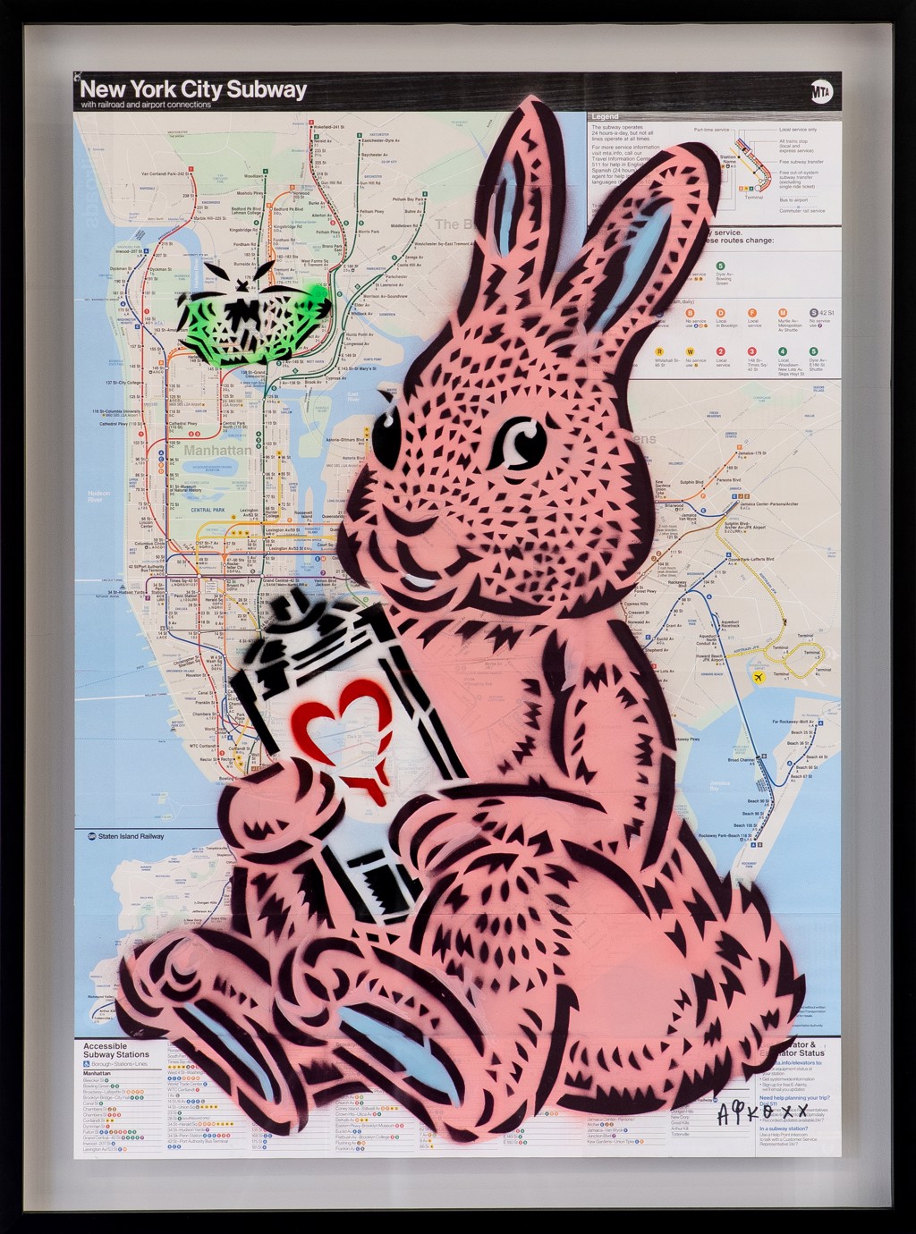 AIKO Bunny NYC Subway Map/Light Pink by AIKO | GGA GALLERY