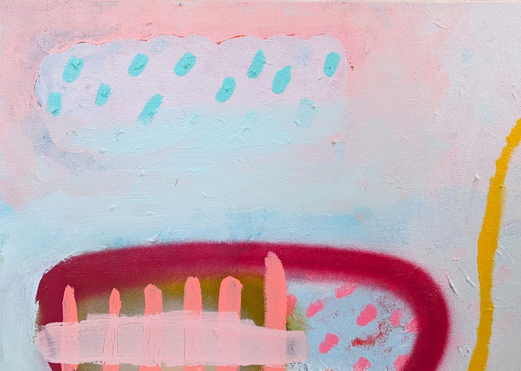 "Yellow Thread" Contemporary Colorful Vibrant Abstract Geometric Painting by Peter Healy