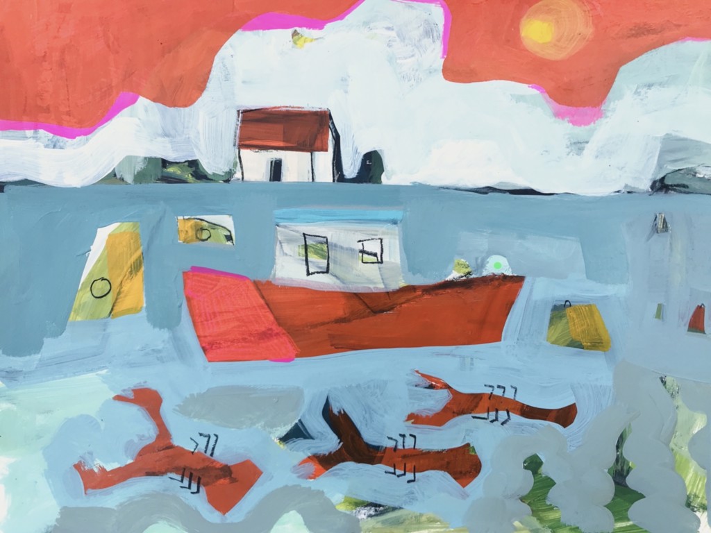 Three Lobsters under Mr. Pinkham's Boat by Rachael Van Dyke