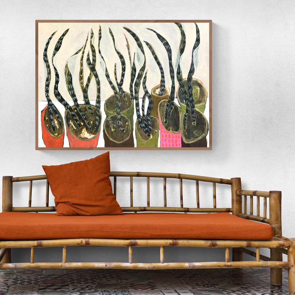 Potted Snake Plants on White Table by Rachael Van Dyke