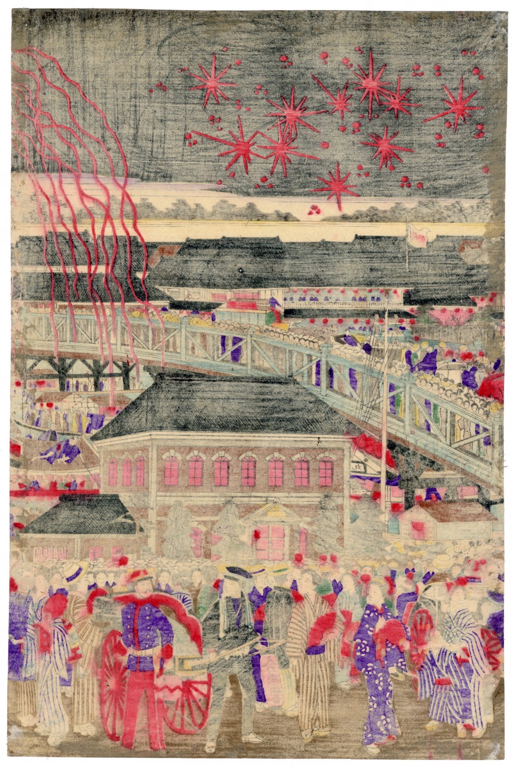 Great Fireworks Display at the Tokyo Ryogoku Bridge River Festival