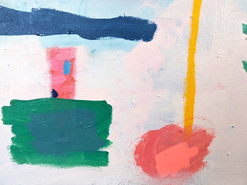"Yellow Thread" Contemporary Colorful Vibrant Abstract Geometric Painting by Peter Healy