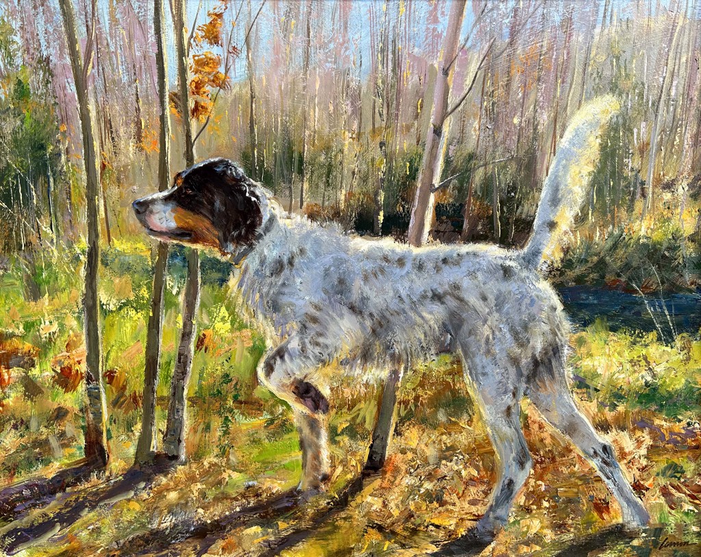 English Setter on Woodcock by Kent Lemon