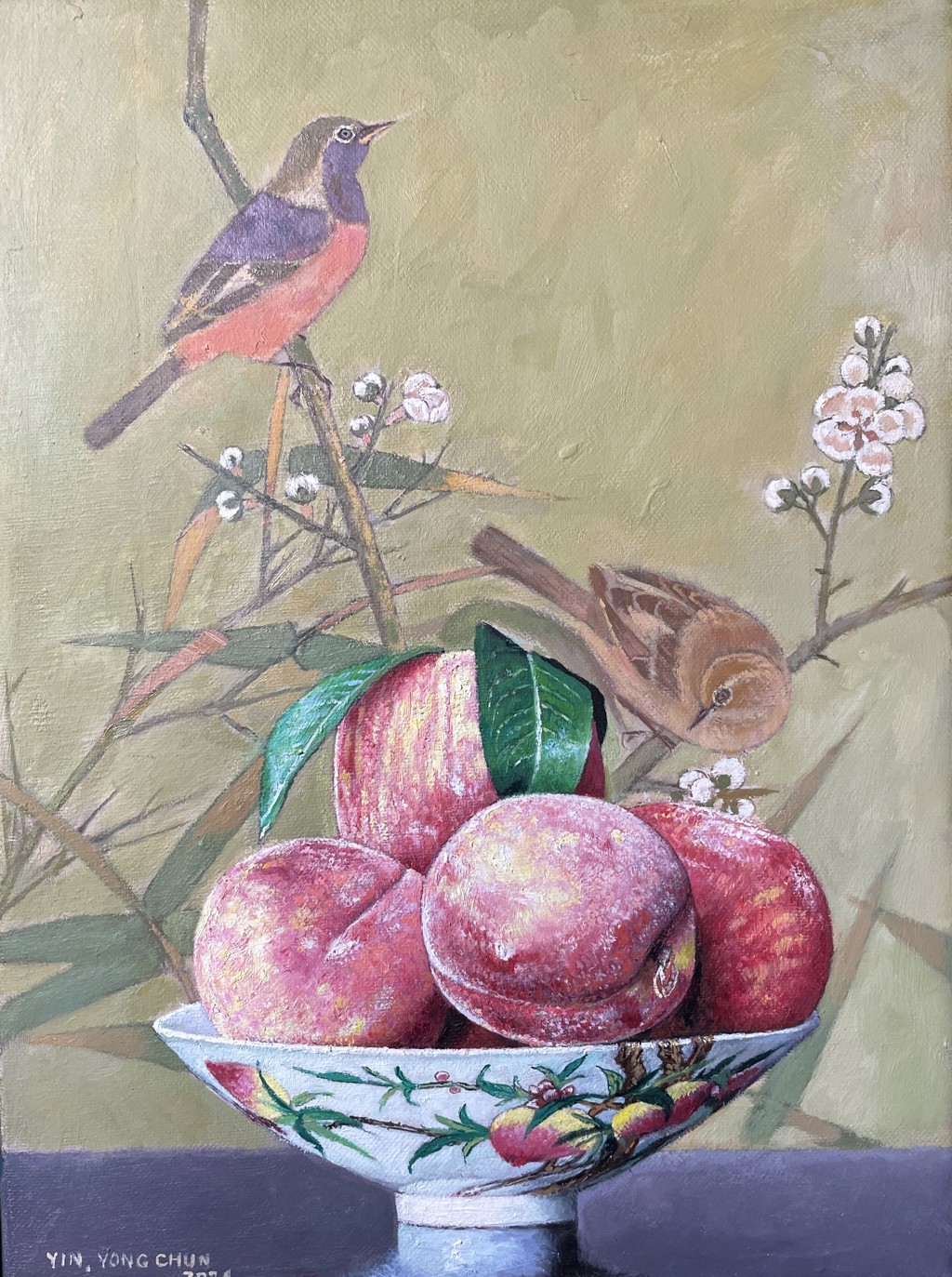 Two Birds and Red Fruit, Song Dynasty by Yin Yong Chun