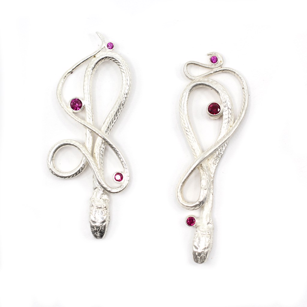 Medium Gemstone Serpentine Earrings by Anna Johnson