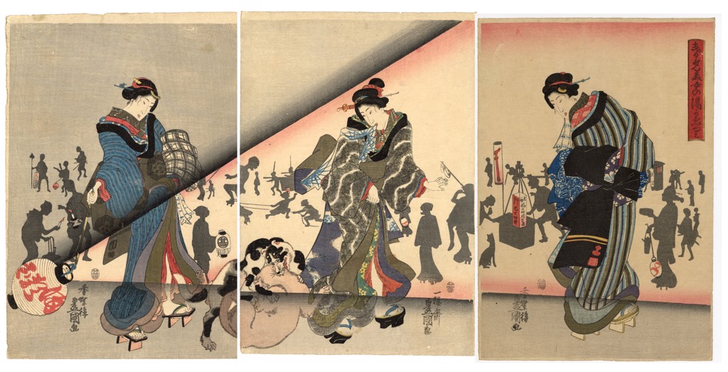 Beauties Returning from the Bath on a Spring Night by Kunisada