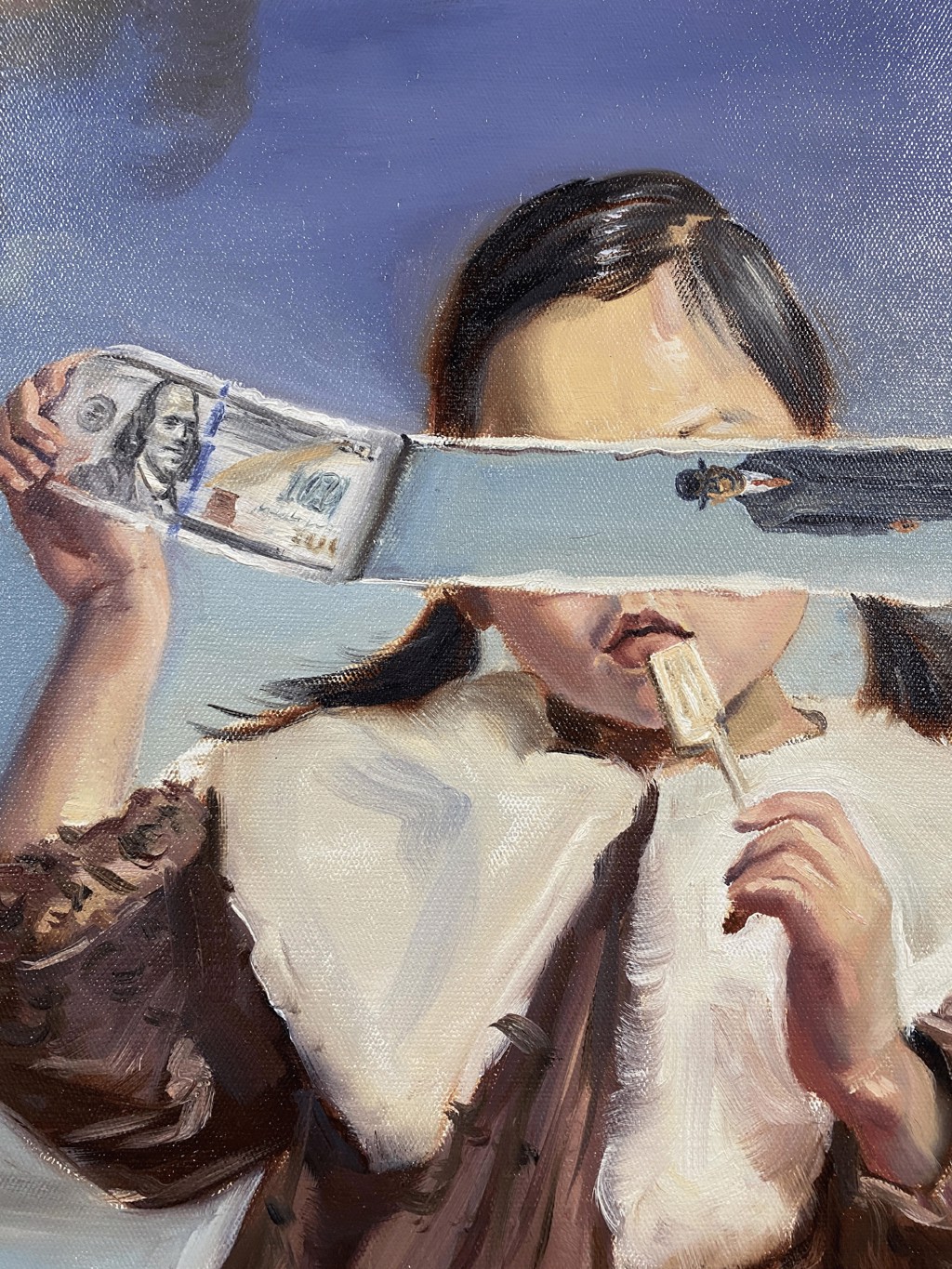 The little girl eating lollipops by Su Yu