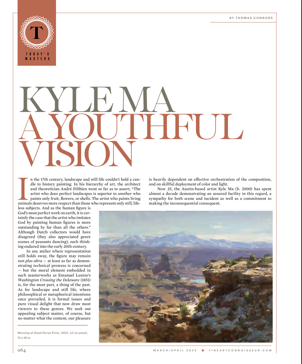Fine Art Connoisseur Magazine, March/April 2025 by Kyle Ma, PAPA, AIS, OPAM