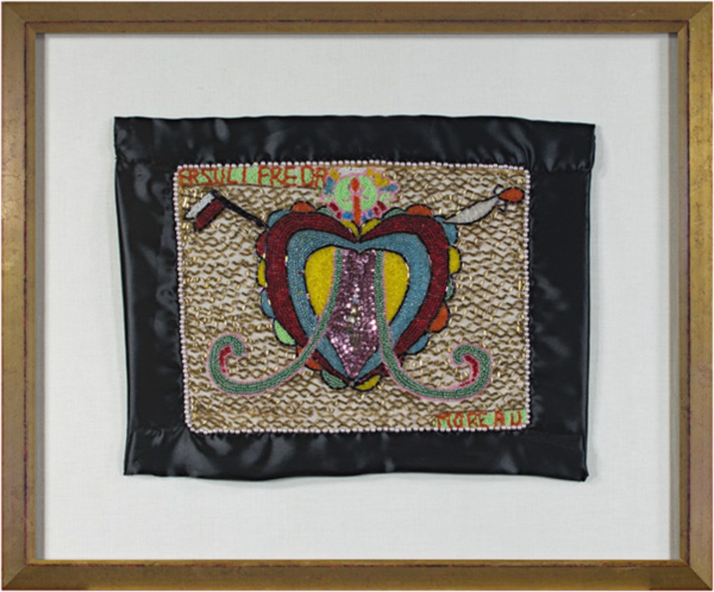 Erzulie Freda Beaded Flag (Heart Symbol for Love Goddess Erzulie