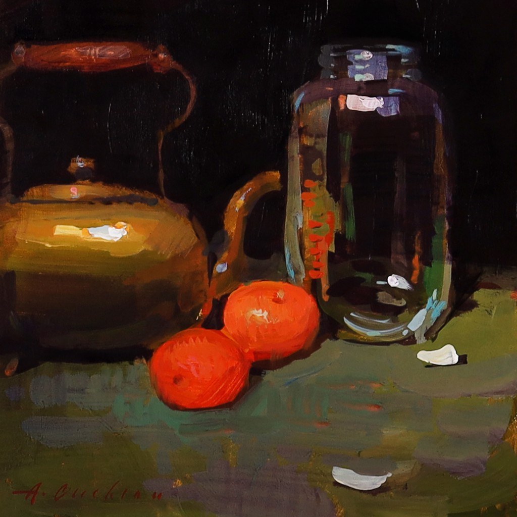 Kettle, Oranges, Glass Jar by Aimee Erickson, PAPA, OPA, AIS