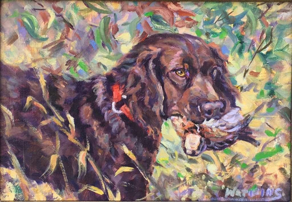 Boykin with Bobwhite Quail by Peggy Watkins