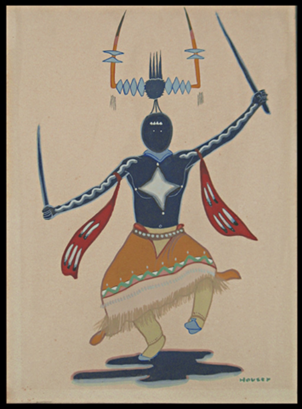 Apache Devil Dancer Tempera c.1938 by Houser, Allan | Allan Houser