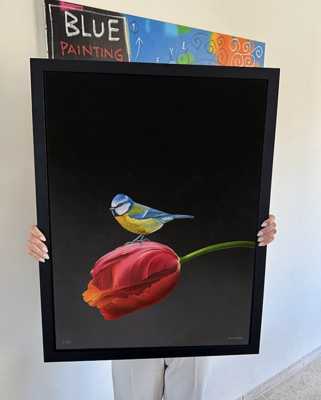 Blue Tit On A Dutch Tulip by Jean-Paul Marsman | Lahaina Galleries