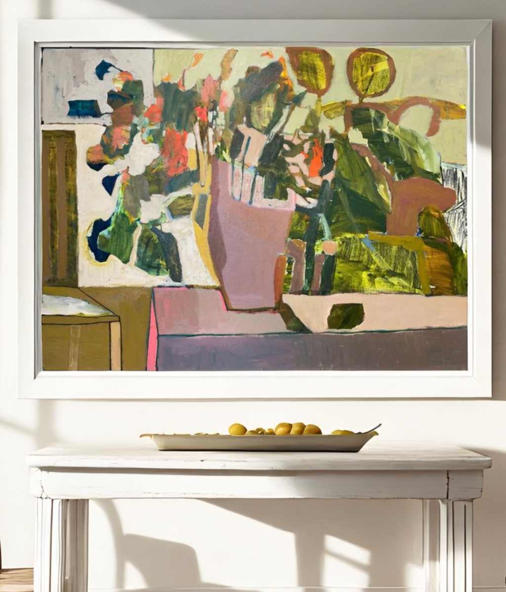 Flowers with Table and Chair by Rachael Van Dyke