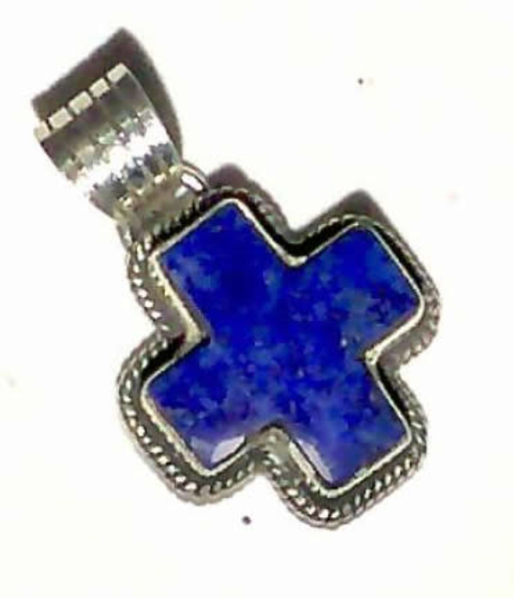 Pendant - Lapis & Sterling Silver Cross by Dan Dodson