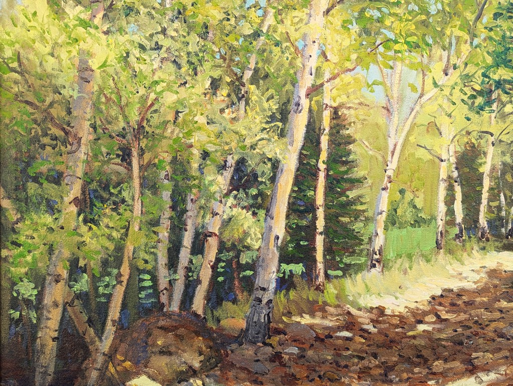"Mountain Road" Contemporary Realistic Colorado Aspen Tree Landscape Painting by Jerry Greenberg