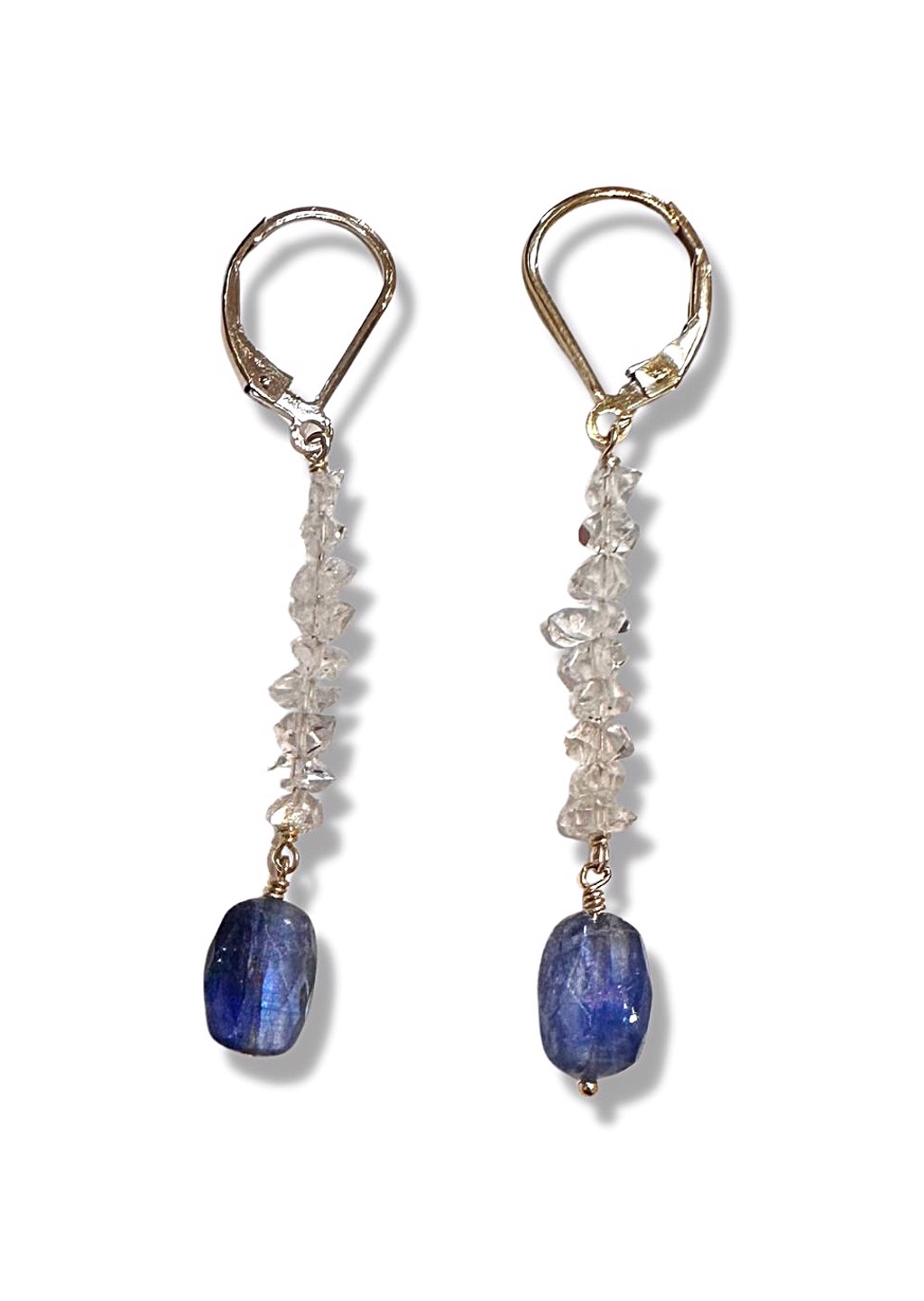 Earrings - 14K Gold Filled Herkimer Diamond Quartz and Kyanite by Julia Balestracci