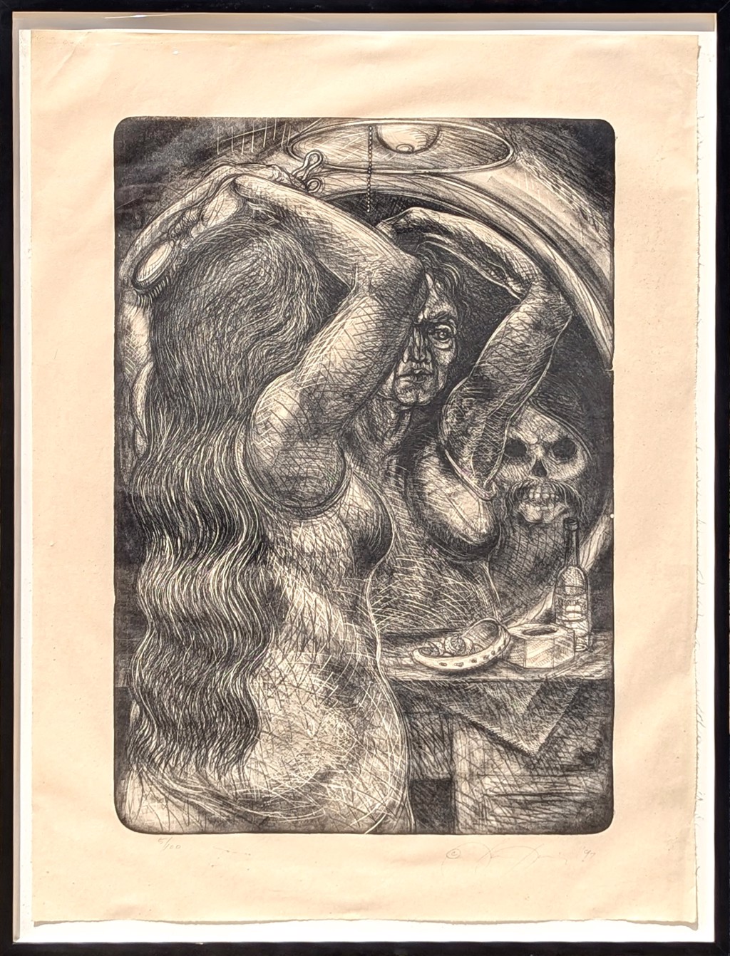 "Abuela" Modern Black and White Figurative Nude Lithograph Ed 5/100 by Luis Jimenez