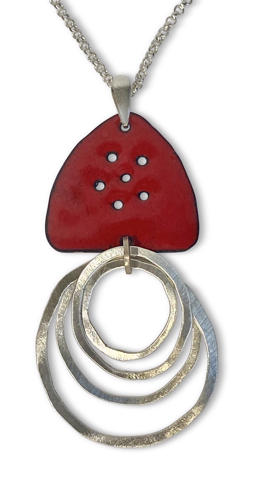 Reversible Enamel & Silver Necklace ~ Red & Aqua by Joanna Craft Jewelry