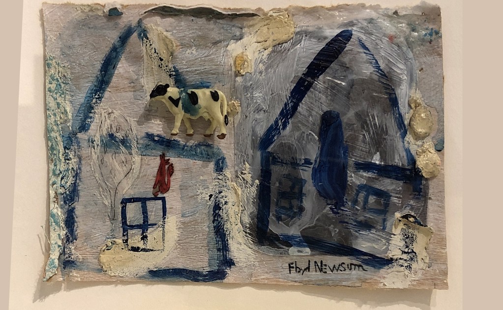 Two Houses with Cows by Floyd Newsum