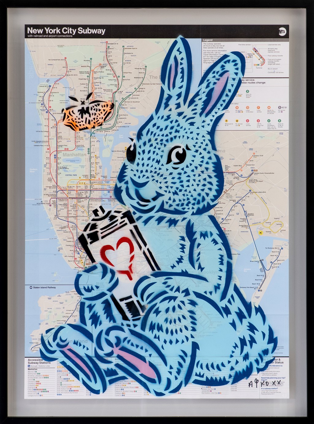 AIKO Bunny NYC Subway Map/Blue by AIKO | GGA GALLERY