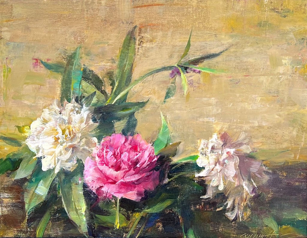 Still Life with Peonies by Quang Ho