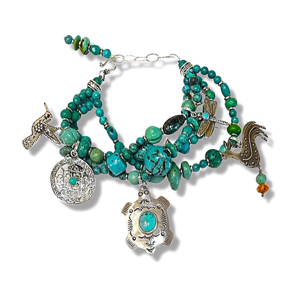 KY 1460 Four Stranded Turquoise Bracelet by Kim Yubeta