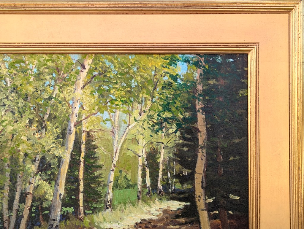 "Mountain Road" Contemporary Realistic Colorado Aspen Tree Landscape Painting by Jerry Greenberg