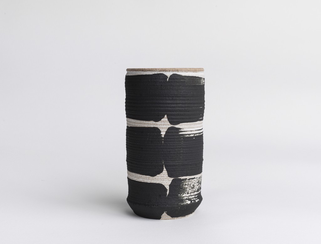 B&W Striped Tumbler Vase II by Glory Day Ceramics