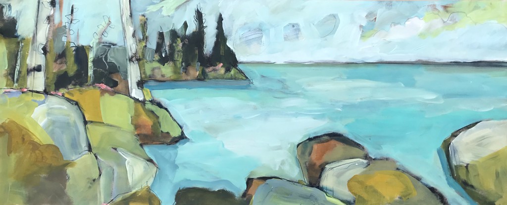 Two Birches along Harrington Bay by Rachael Van Dyke
