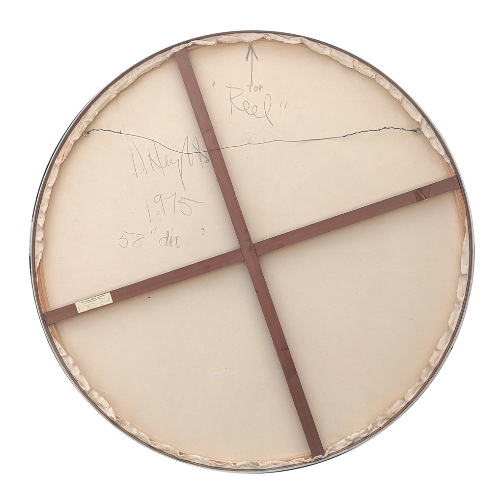 "Reel" Modern Abstract Neutral Toned Circular Shaped Canvas Painting by Darryl Hughto