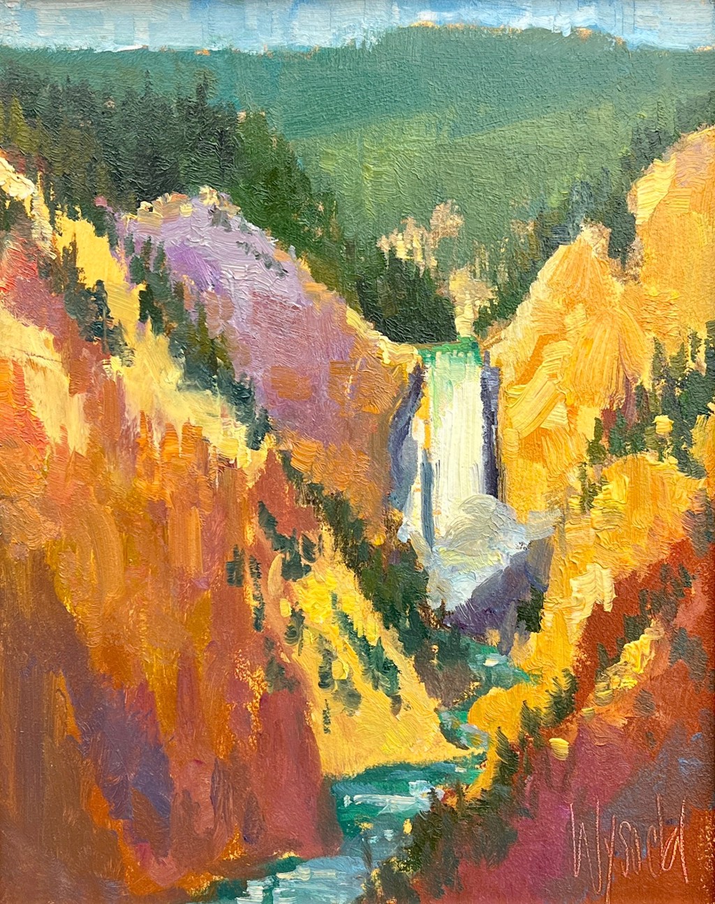 YELLOWSTONE FALLS AT ARTIST POINT 7-19-25 by Stephen Wysocki | Montana  Trails Gallery, image size:1024x1293