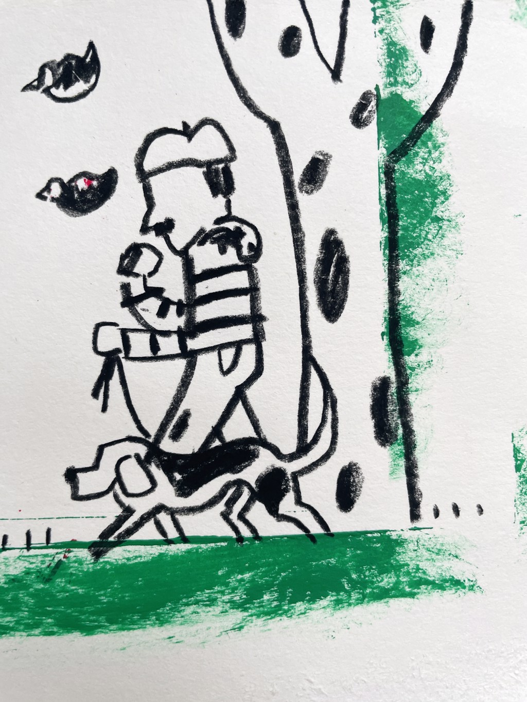 l'homme et les deux oiseaux (The man and two birds) by Rachael Van Dyke