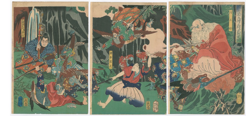 Ushiwakamaru (Yoshitsune) Learning Martial Arts from Sojobo, King of the Tengu by Yoshitoshi