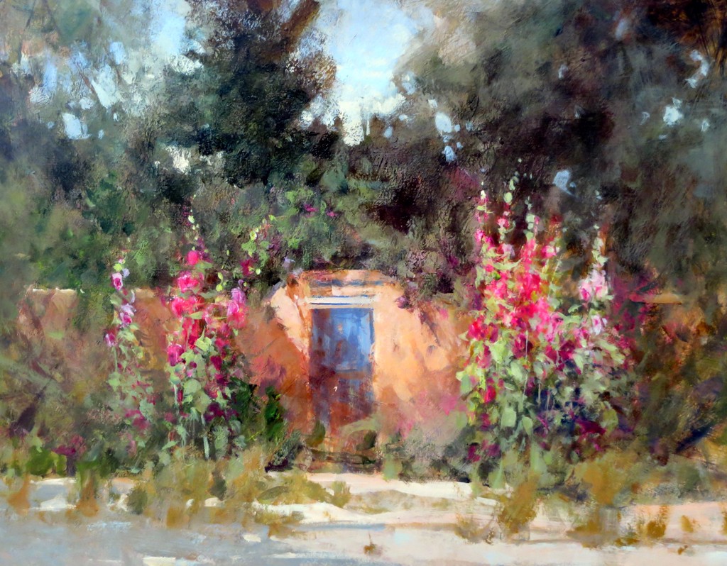 Sunlit Hollyhocks by Marilyn Yates
