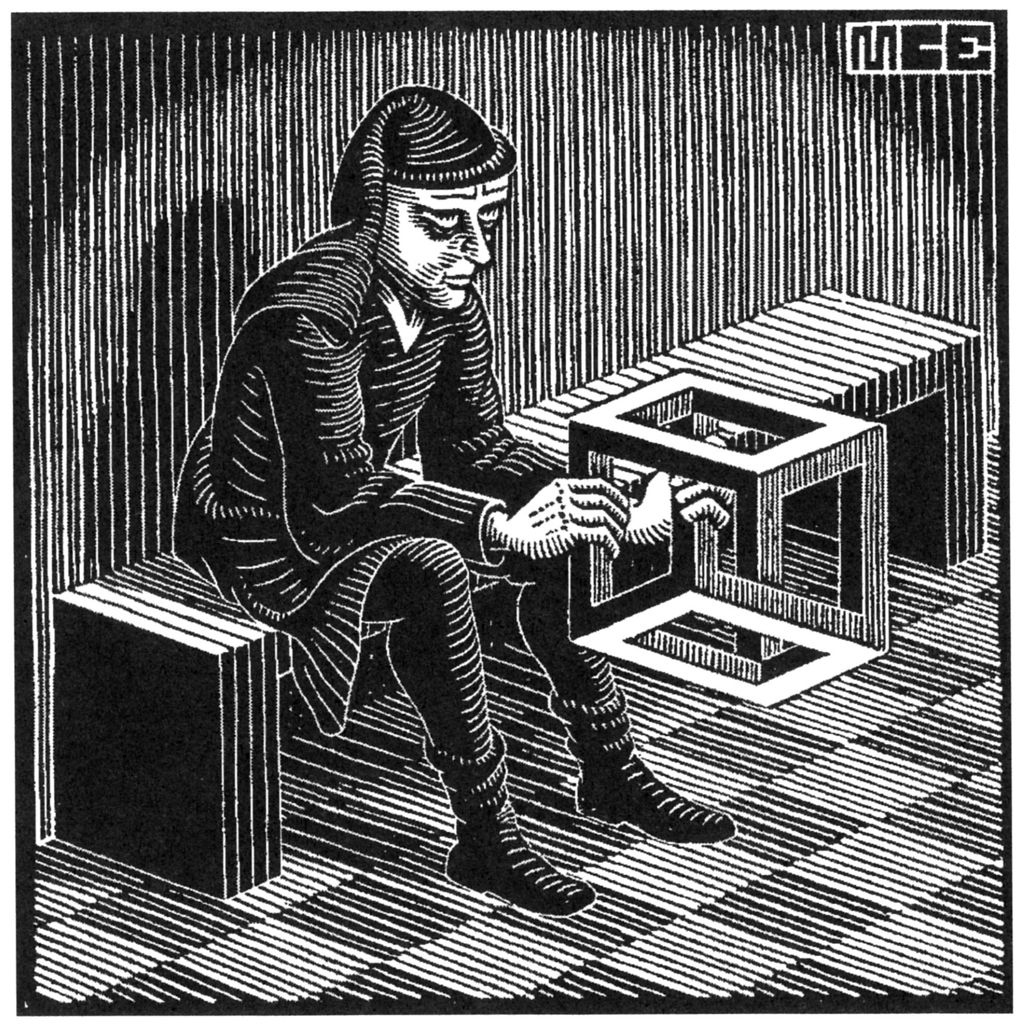 Man with Cube by M.C. Escher | Skot Foreman Gallery