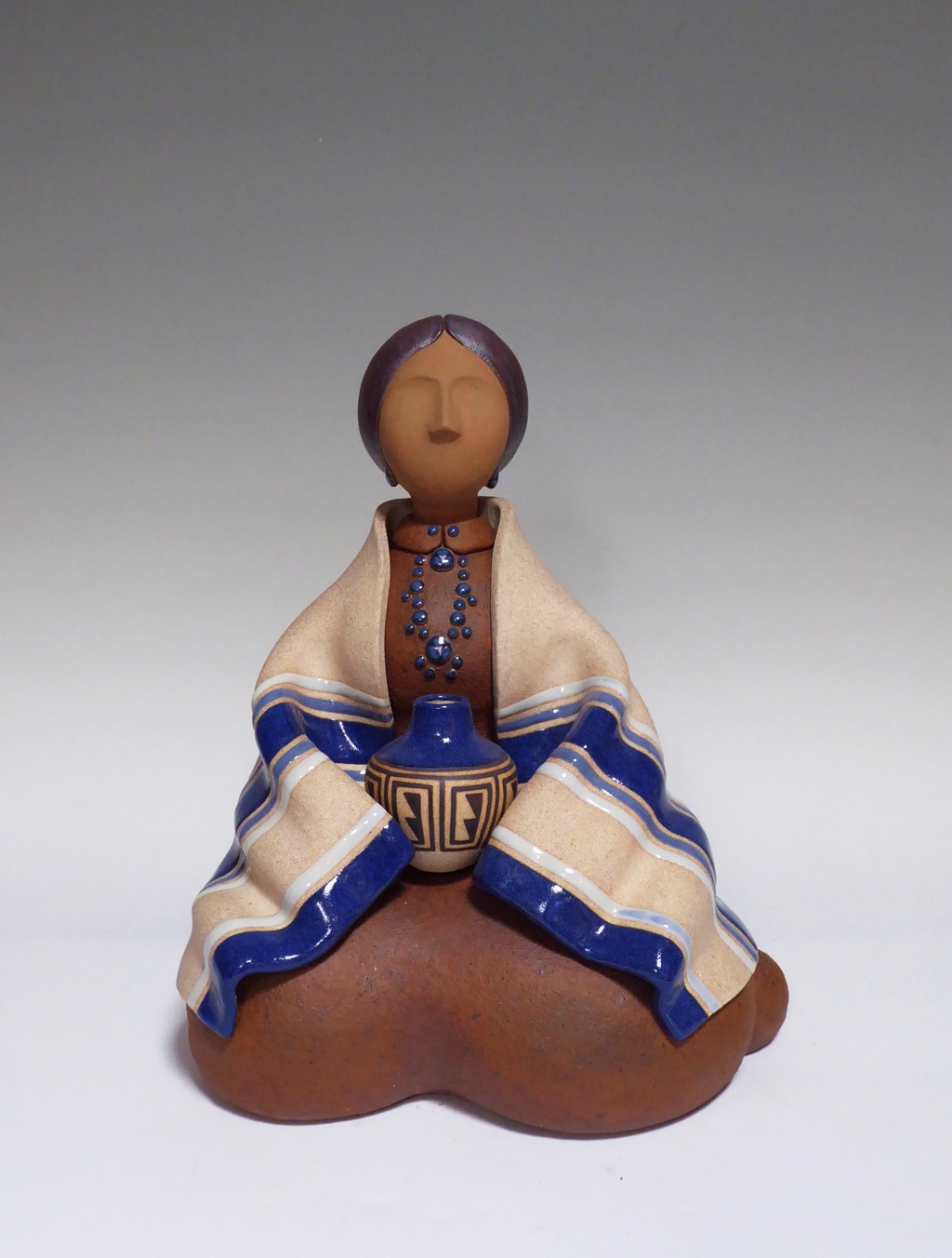 Navajo Woman Seated Blue by Terry Slonaker