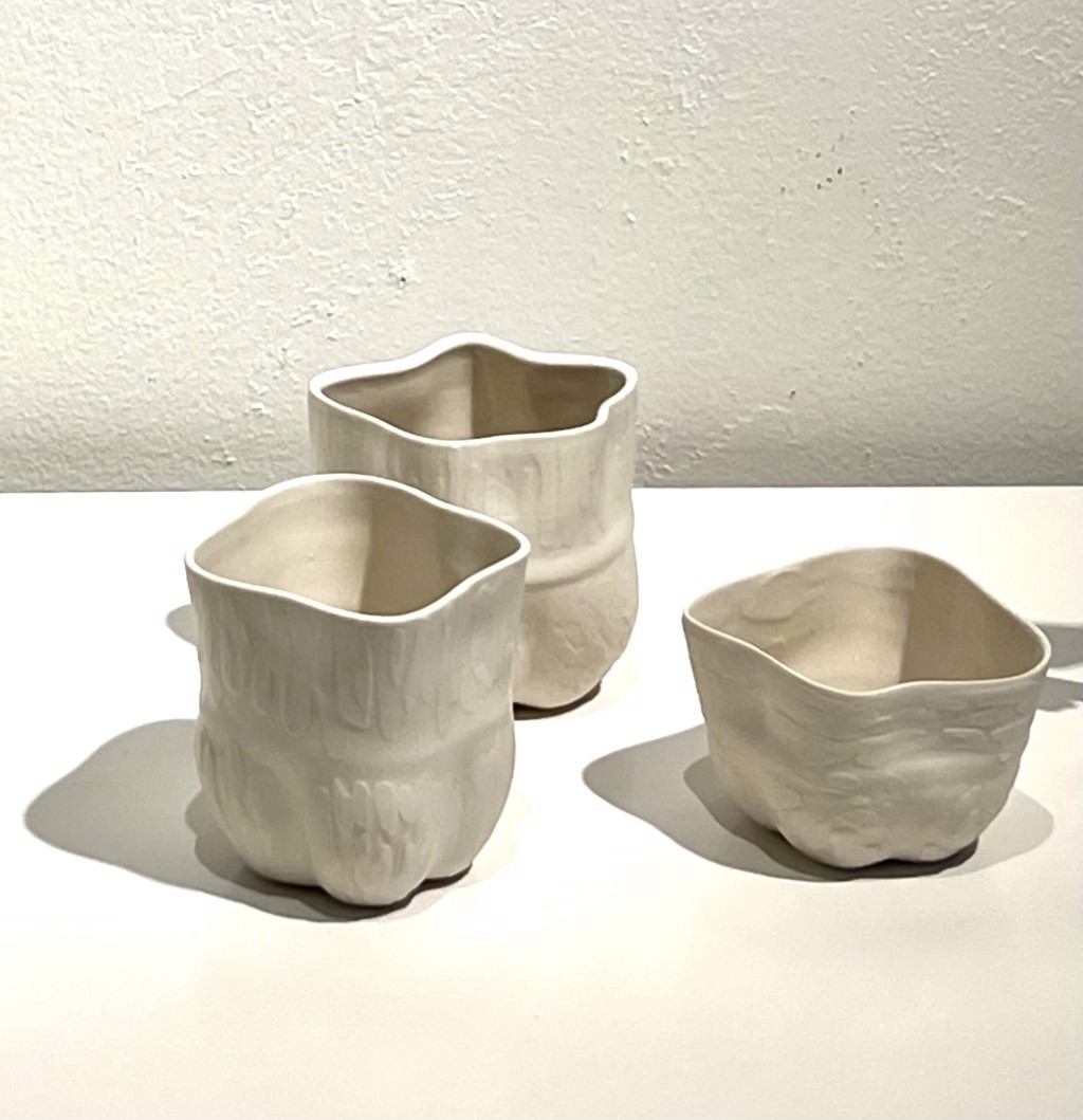 A Suite of 3 small "water form" bowls of various sizes by Eileen Braun