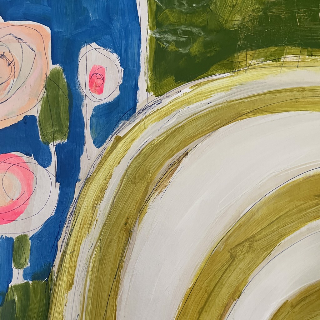 Glory Day (Five Kittens and Hollyhocks) by Rachael Van Dyke