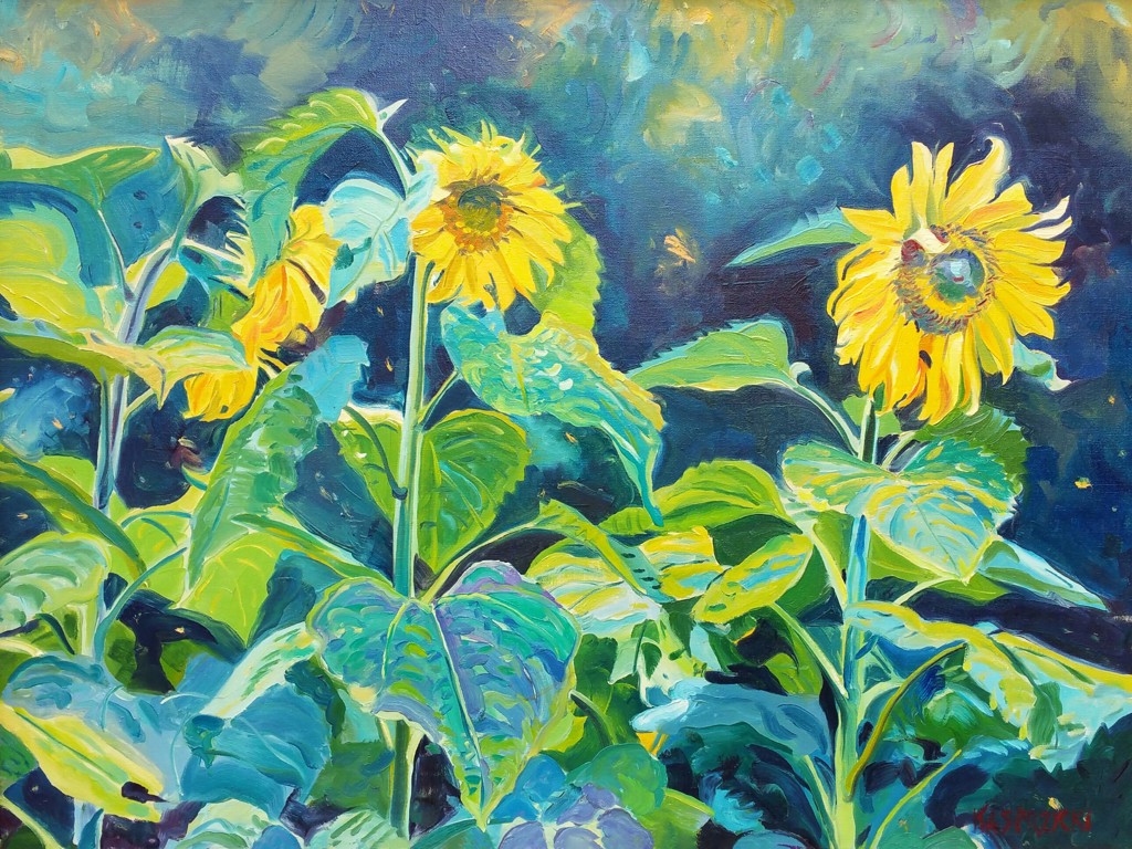 アート　29cm×29cm Sunflowers by Jan Kasprzycki | Lahaina Galleries