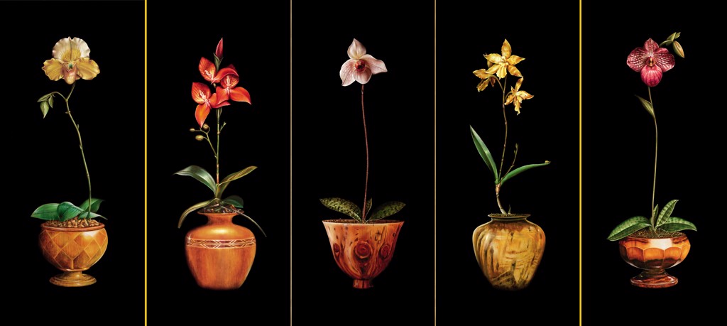 Orchid Suite Triptych by The Twins | Bill Wyland Galleries Lahaina LLC